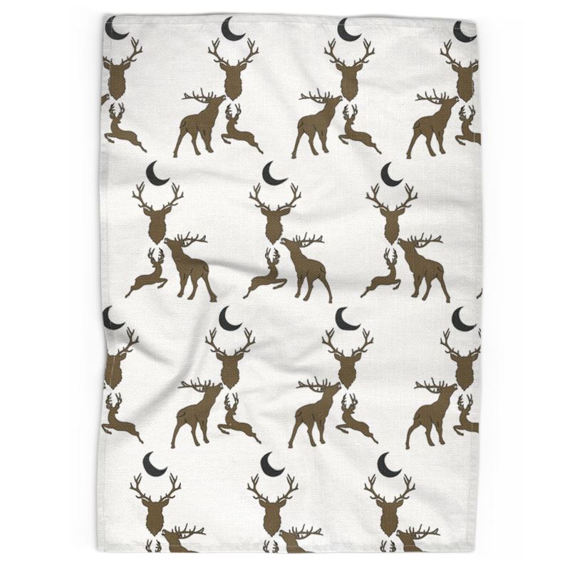 Stag Night Tea Towel in Horn