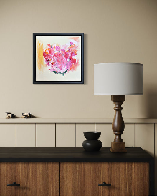 There is something wonderfully honest about flowers before they’re perfectly arranged. Barely Arranged celebrates that fleeting moment—when stems fall where they choose and petals create their own composition. Painted instinctively with expressive brushwork and layers of vibrant oil paint, it values feeling over precision, leaving space for the viewer to experience the work in their own way.