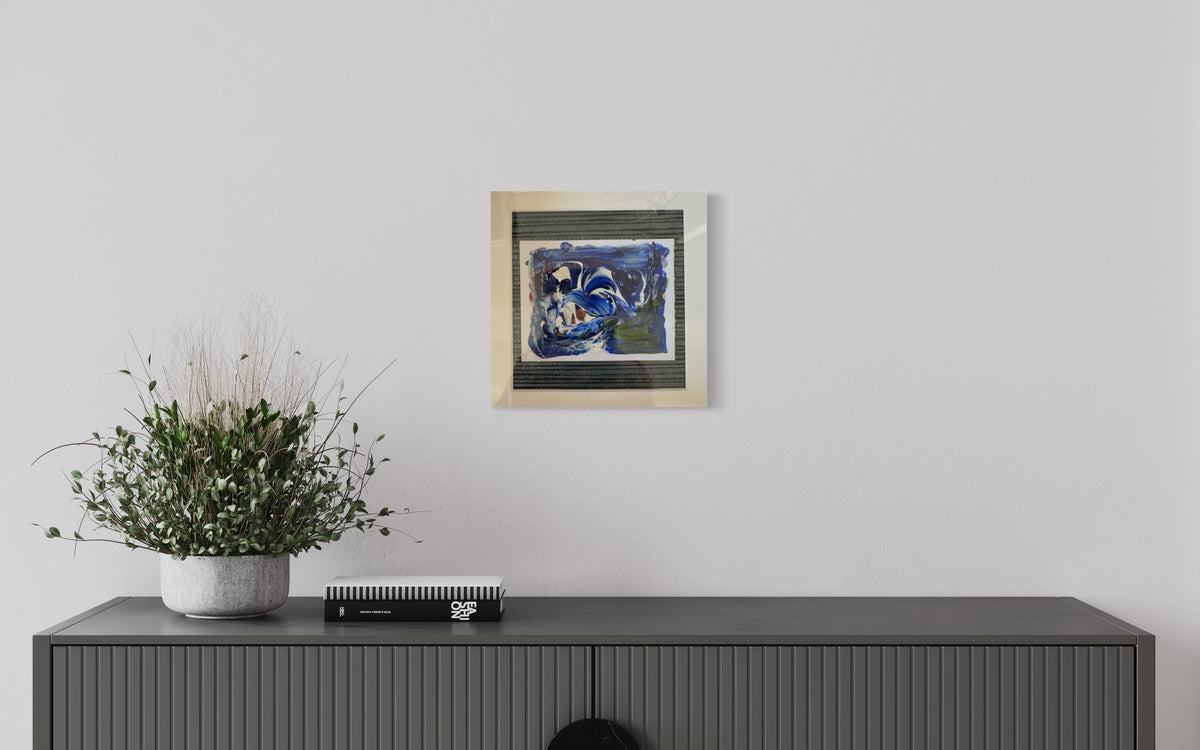 Fluid layers of blue and white and green move across the surface evoking depth current and quiet reflection 
Mounted on Zinc Cerium ZW128 
Collection mineralology
