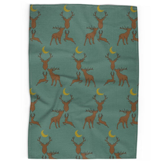 Stag Night Tea Towel in Fawn