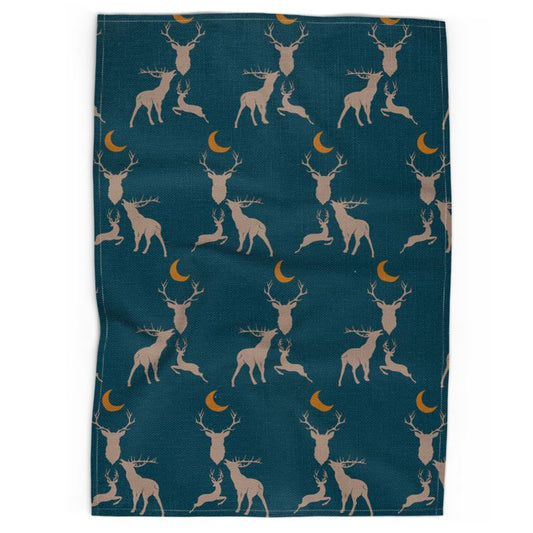 Stag Night Tea Towel in Lodge